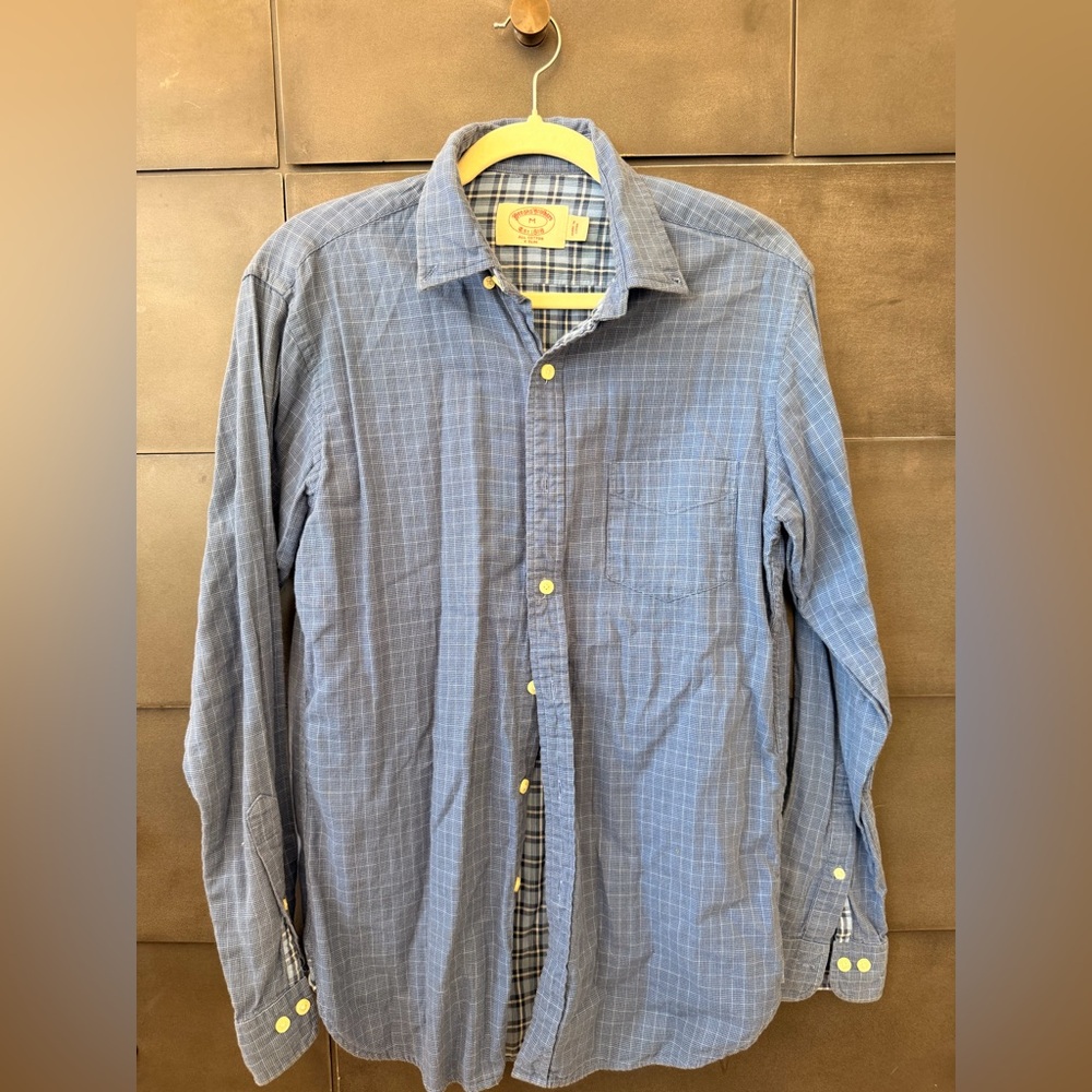 Brooks Brothers Blue Plaid with Flannel lining Casual Shirt Medium Xslim